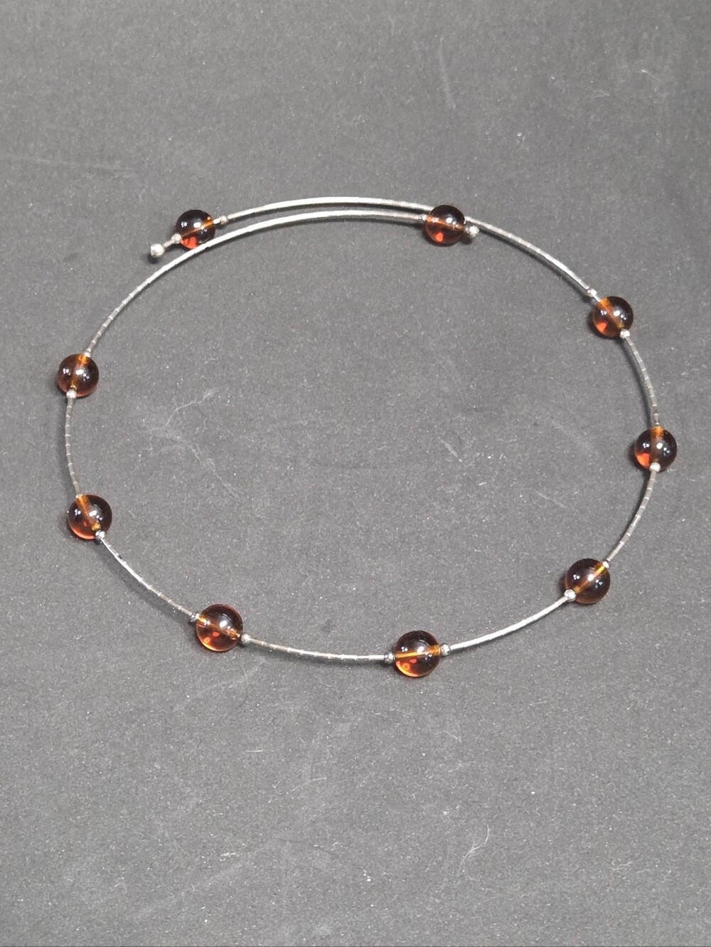 Vintage 90's Silver And Amber Choker Necklace